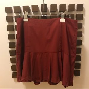Theory cranberry mini skirt with ruffle - Size 8